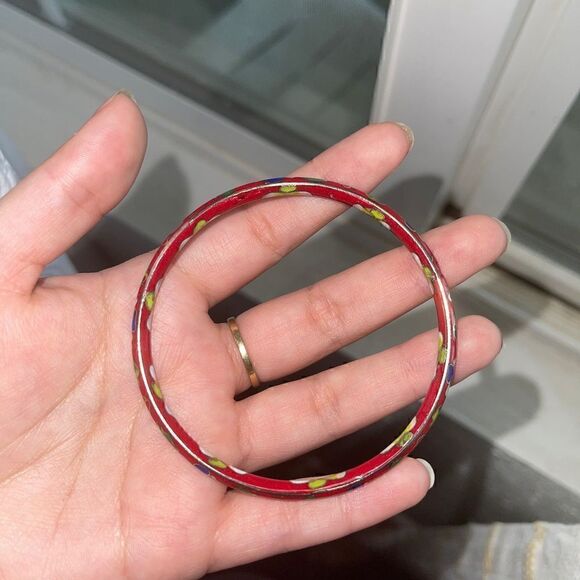 Vintage red cloisonné painted bangle bracket - Picture 7 of 7